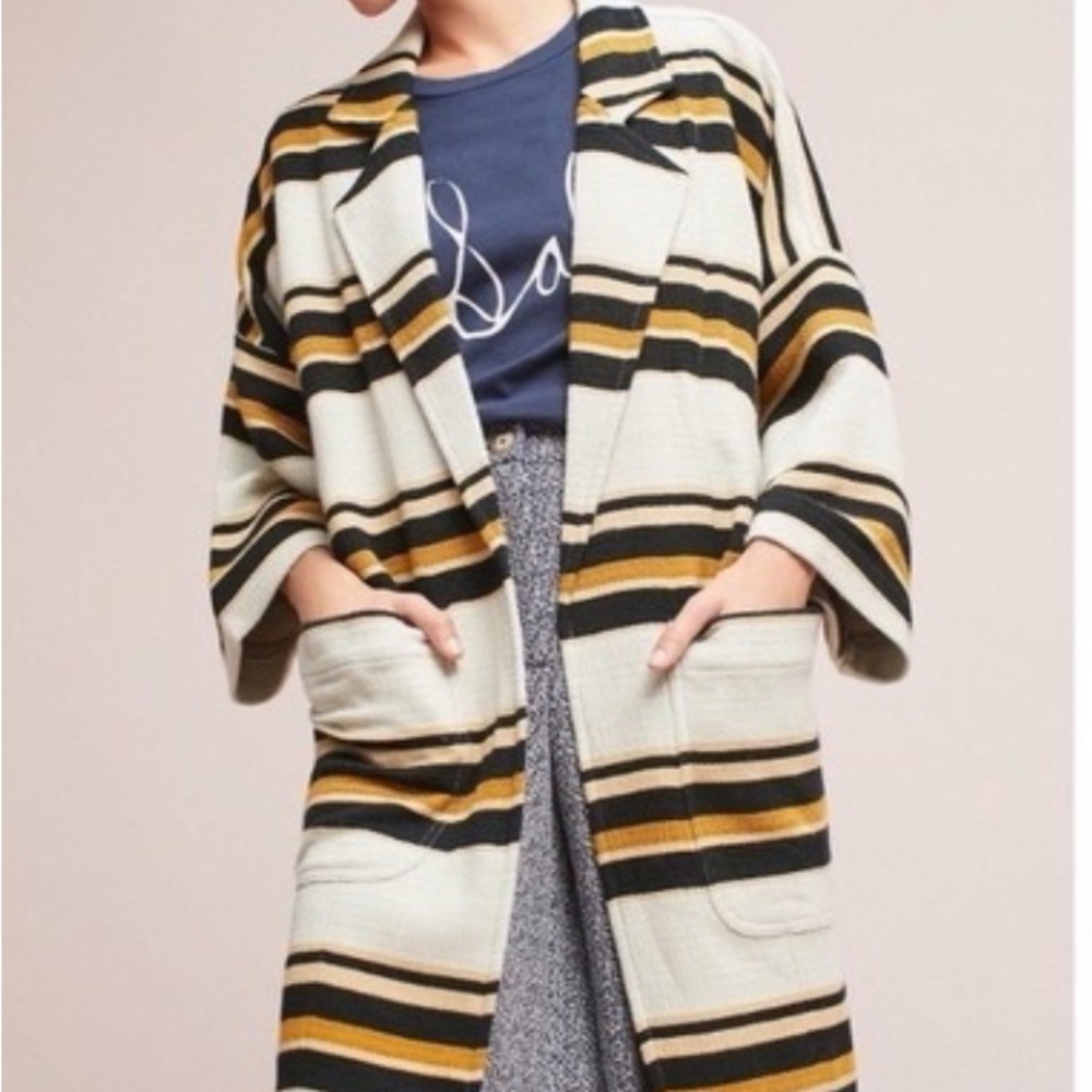 The Odells Anthropologie Striped Sweater Coat